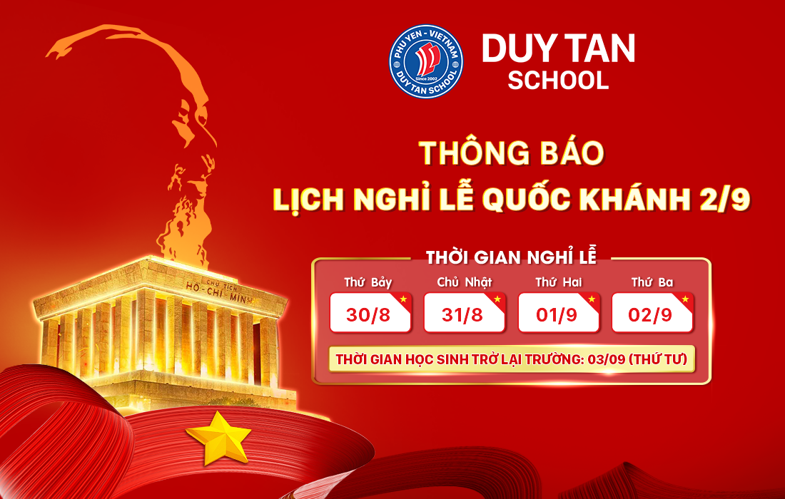 THÔNG BÁO LỊCH NGHỈ LỄ QUỐC KHÁNH 2/9