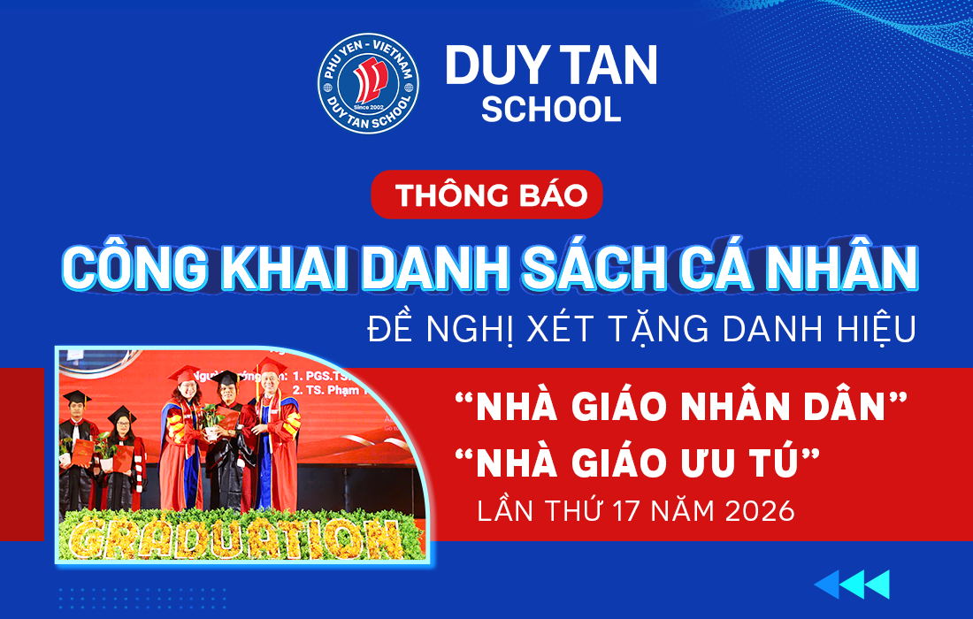 THÔNG BÁO CÔNG KHAI DANH SÁCH CÁ NHÂN ĐỀ NGHỊ XÉT TẶNG DANH HIỆU NHÀ GIÁO NHÂN DÂN, NHÀ GIÁO ƯU TÚ LẦN THỨ 17 NĂM 2026